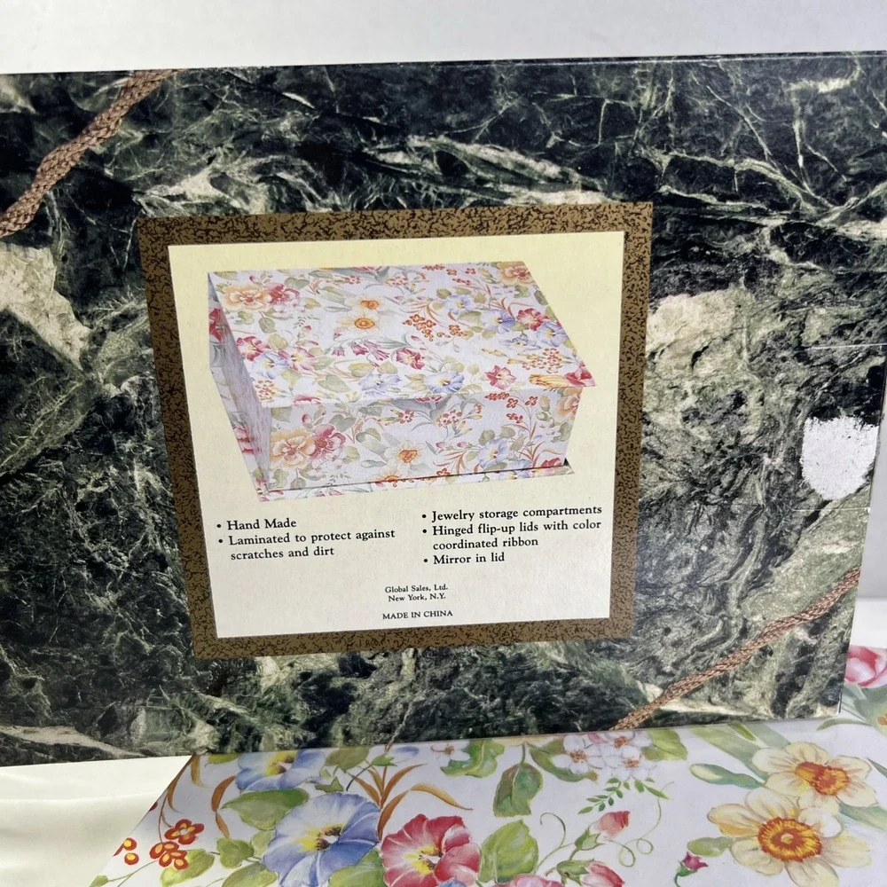 Vintage Kmart Ladies Fashion Jewelry Box Removable‎ Tray Floral Design White